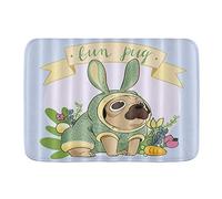 Minalo Non-Slip Bath Mat Cartoon Animation Pug Dog Personalized Decor Bathroom Rug 75x45cm