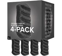 Minamul Konjac Exfoliating Organic Body Sponge | Gentle Daily Body face Scrub/Skincare | Infused with Best Bamboo Activated Charcoal | Safe for Oily, Dry, Combination or Sensitive Skin | 4 Pack Set