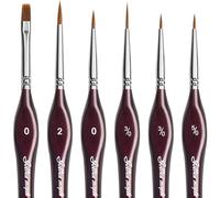 Minaniature Paint Brushes, 6 Piece Fine Detail Paint Brushes Set, Mini Small Painting Brushes for Crafts, Acrylic, Watercolour, Oil, Model, Face, 40 K & Painting by Numbers, Citadel, Figure, Red