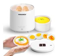 MINANOV Electric Egg Cooker - Smart Egg Cooker for Hard Boiled, Soft Boiled, Steamed Egg, Onsen Tamago - Mini Egg Cooker for Kitchen, Dorm with Auto Shut Off and Beep Alarm