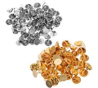 MINAOLULUS 100 Sets Metal Pin Badge Locking Backs with 10mm Flat Head Needles, Gold and Silver Butterfly Clutch Pins for Brooches, Lapel Badges, and Craft Making in Jewelry Accessories