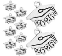 MINAOLULUS 100pcs DIY 2026 Graduation Alloy Graduation Cap Charms with Memorial Tassel and Anniversaries Versatile Use for Bags and Luggage Accessories