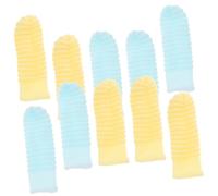 MINAOLULUS 10pcs Dog Finger Toothbrushes for Large Dogs, Soft Silicone Pet Toothbrush Kit Yellow and Sky Blue, Suitable for Dental Cleaning and Oral Care