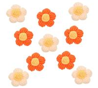 MINAOLULUS 10pcs Handmade Crocheted Puff Flower Hairpin Accessories Set Orange and Skin Color Diy Brooch Decor for Hair and Fashion