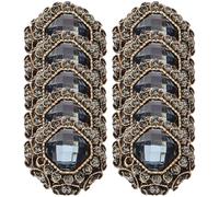 MINAOLULUS 10pcs Large Metal Rhinestone Coat Buttons Set, 17mm Square Blue-Gray Crystal Sewing Fasteners for Wool Cashmere Overcoat, DIY Clothing Accessories for Sweaters and Cloaks