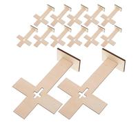 MINAOLULUS 14pcs Wood Standing Crosses Elegant Hollow Design Beige Mini Wooden Crosses Spiritual Centerpiece Easy Hanging Christmas Easter Baptism Table Decorations