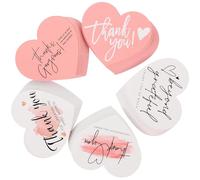 MINAOLULUS 150pcs Pink Heart Thank You Cards on Coated Paper with Envelopes, Small Wedding and Shower Thank You Notes for Party Favors and Small Business Supplies