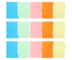 MINAOLULUS 15pcs Notebook Tab Dividers A5 6-Hole Paper Colored Index Divider Pages for Draft Notebooks, Research Files