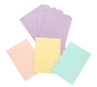MINAOLULUS 160 Sheets A5 Loose-Leaf Notebook Refill Paper Set, 6-Hole Lined and Grid Binder Inserts, Multi-Color Pink Green Purple Yellow, Refillable Notepad Paper for Office and School Use