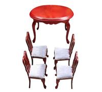 MINAOLULUS 1set Miniature European Style Wood Dining Table and Chairs Set Elegant Dollhouse Furniture for Spaces Detailed Craftsmanship for Kitchen Scenes