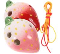 MINAOLULUS 2 Pieces 6-hole Strawberry Shaped Ceramic Ocarinas for Beginners, ’s Practice Wind Instruments with Lanyard, Ac Tune Musical Set for Students Random Color