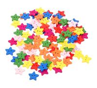 MINAOLULUS 200pcs Two-Hole Wooden Star Buttons Pentagram DIY Craft Embellishments for Sewing and Clothing Decoration