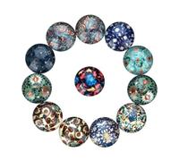 MINAOLULUS 20pcs Ethnic Style Gemstone Glass Patch 10mm Circular Hemisphere DIY Jewelry Making Accessories Mixed Colorful Glass Snaps for Craft Beading and Charm Bracelets Random Style