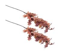 MINAOLULUS 2pcs Artificial Fall Oak Leaves Branches Faux Autumn Stems with Yellow Brown Leaves, Decorative Artificial Tree Branches for Indoor Outdoor Home and Wedding Décor