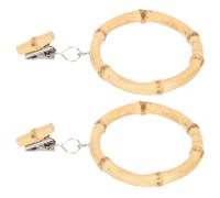 MINAOLULUS 2pcs Bath Curtain Ring Curtain Holder Clips Natural Bamboo and Stainless Steel Rust Resistant Wear Resistant for Home and Hotel