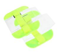 MINAOLULUS 2pcs Fluorescent Green Armband Id Card Holders with Adjustable Strap, Plastic Badge Protective Cover for Worker Security and Office Use