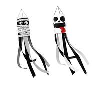 MINAOLULUS 2pcs Halloween Ghost Windsock Flag Lightweight Decorative Flag for Outdoor Halloween Decor Fun and Eye-catching Design for Seasonal Celebrations
