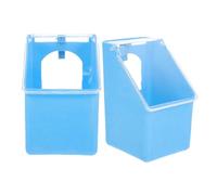 MINAOLULUS 2pcs Pigeon Feed Box with Lid Blue Single-hole Hanging Feeder Water and Food Container Small Bird Cage Feeding Accessory for Cockatiels and Parakeets