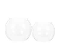 MINAOLULUS 2pcs Plastic Fish Bowls Small and Medium Desktop Aquariums for Goldfish Betta Turtle, Sturdy round Fish Tanks for Office and Home Aquatic Decoration
