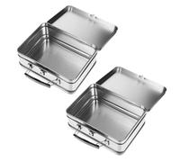MINAOLULUS 2pcs Silver Tinplate Storage Boxes with Lid 205x150x75mm Desktop Organizer Lockable Keepsake Treasure Chest for Home Décor and Packaging