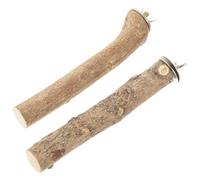 MINAOLULUS 2pcs Spicedwood Parrot Perches Iron Fittings 1.5-2.5x15cm Natural Wooden Bird Cage Perch Stands for Parakeets and Caged Birds