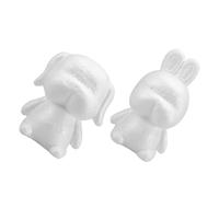 MINAOLULUS 2pcs White Polystyrene Foam Puppy and Rabbit Modelling Molds with Bases, 14cm and 17cm High, DIY Craft Foam Figures for Wedding Party Decoration and Home Art Supplies
