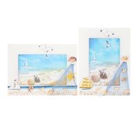 MINAOLULUS 2pcs Wooden Picture Frames Nautical Themed Photo Holder with Mediterranean Style, Timber Material, Desk Decoration and Photo Protection for Home and Interior Space