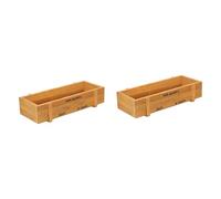MINAOLULUS 2pcs Wooden Rectangular Plant Container Box for Succulent Brown | Wood Construction, Simple Elegant Delicate Design, for Window Sill or Office, Multi-functional Planter Bed