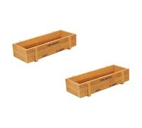 MINAOLULUS 2pcs Wooden Succulent Planter Box Rectangular Wood Flower Bed Pot Plant Container for Indoor Outdoor Garden Decorative Plant Pots