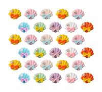 MINAOLULUS 30pcs Mixed Color Pearl Shell Resin DIY Phone Case Stickers, Hairpin Making Charms and Craft Decoration Supplies for Handmade Headdress and Jewelry Accessories Random Color