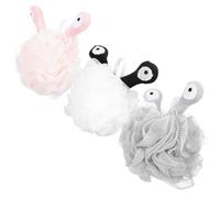 MINAOLULUS 3pcs Gentle Exfoliating Body Shower Scrubber Bath Ball Made of Pu and Pe with Lovely Shapes for Teens, Soft Foam Mesh Pouf for Effective Dead Skin Cell Removal