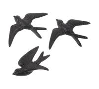 MINAOLULUS 3pcs Metal Bird Wall Sculpture Vintage Cast Iron Swallow Wall Hanging with Lifelike Details and Easy Installation Including Mounting Components for Porch Decoration