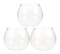 MINAOLULUS 3pcs Small round Fish Bowl Set, Unbreakable Plastic Desktop Aquarium Tank for Office Decor, Micro Landscape Container Suitable for Goldfish and Turtles
