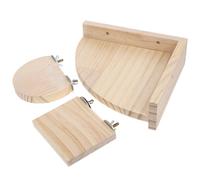 MINAOLULUS 3pcs Wooden Pet Climbing Platforms Set for Hamsters Birds Parrots Squirrels - 8-10cm Small Perches with Triangle and Half-circle Stands for Cage Activity