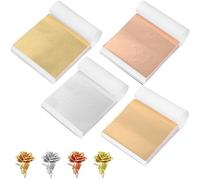 MINAOLULUS 400pcs Metallic Foil Sheets for Crafts Nail Art Gilding Foil Paper Set with Gold Silver Rose Gold Imitation Pieces for DIY Decoration and Home Embellishment