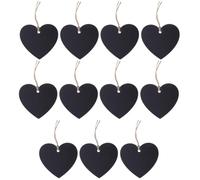 MINAOLULUS 40pcs Heart Shape Wooden Hanging Tags with Rope, Writable Blackboard Labels Suitable for Decoration Or Writing, for Thank You Cards and Cupcake Boards, Simple Fashionable Design