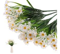 MINAOLULUS 4pcs Artificial Simulated Daisy Bouquet, 7-branch White Faux Wildflower Bunch for Wedding Scene Layout, Home Floral Decoration, Bridal Flower Arrangement