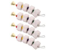 MINAOLULUS 4pcs Parrot Beak Grinding Stones with Bell, Colorful for Birds, Hamster, Pet Abrasive Stick for Parakeets, Cockatiels, and Small Rodents