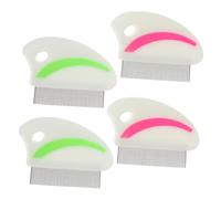 MINAOLULUS 4pcs Pet Flea Removal Comb Set, Stainless Steel Teeth, Red and Green, Effective Dust and Flea Cleaning for Cats and Puppies, Grooming Tool for Pet Hair Care Random Style