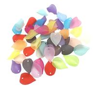 MINAOLULUS 500g Pack Frosted Acrylic Flower Petal Beads with Holes for DIY Handmade Jewelry Making, Wedding Decorations, Necklaces and Bracelets Craft Supplies Random Color