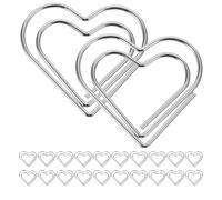MINAOLULUS 50pcs Heart Shaped Metal Paper Clips Silver Coated Office Supplies for Document Sorting Stylish Bookmarks for Organizing Papers Notes and Planners in School and Work