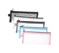 MINAOLULUS 5pcs Lihit Lab Pencil Case Compartments Nylon Net Mesh Pen Pouch Student Stationery Bag