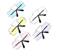 MINAOLULUS 5pcs Spoof Dog Glasses Pet Glasses Spoof Decor Lightweight Metal Plastic Resin Assorted Color Personal Photo and Pet's Party Accessory for Dog Cat Random Color
