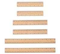MINAOLULUS 6pcs Bamboo Rulers Set for Students Measuring and Math Learning, Multi-function Practical Rulers Made from Sturdy Bamboo, Not Easy to Deform, for School and Office Use