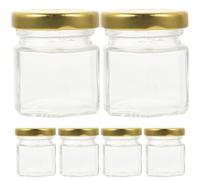 MINAOLULUS 6pcs Glass Jam Jars Hexagonal Shape 60ml with Airtight Lids Clear Mini Containers for Spices and Chutney