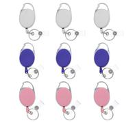 MINAOLULUS 9pcs Oval Retractable Badge Reel Holders Set with Extendable Cord, Belt-Mounted Sturdy Id Card Clips in White, Pink, and Blue for Staff and School Use