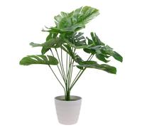 MINAOLULUS Artificial Monstera Plant Pot Faux Monstera Leaf Greenery in White Ceramic Planter for Home and Office Tropical Decoration