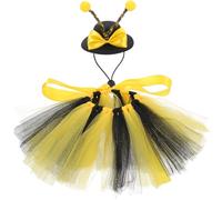 MINAOLULUS Bee Costume for Dogs and Cats, Small Pet Bumblebee Outfit Set with Hat and Fluffy Skirt, Halloween Dog Clothing Suitable for Puppies and Small Breeds