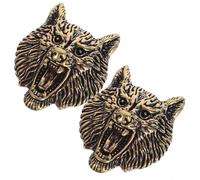 MINAOLULUS Brass Wolf Head Buckle 2Pcs Vintage Metal Screw Back Buttons for DIY Leathercraft and Multi-Purpose Bag Accessories
