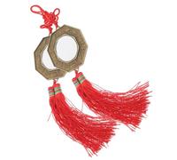 MINAOLULUS Bronze Bagua Mirror 2Pcs Feng Shui Wall Decoration Eight Diagrams Reflector with Chinese Knot Tassel for Temple and Indoor Spirit Ward, 7Cm Antique Style Ornament